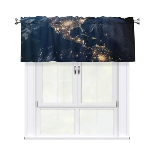 GTKSYNVE Earth from The Outer Space Volants for Windows, Rod Pocket Window Valance Curtains, Small Window Treatment Volants for Kitchen Drapes Blackout Short Curtains for Bedroom 54x18 Inch von GTKSYNVE