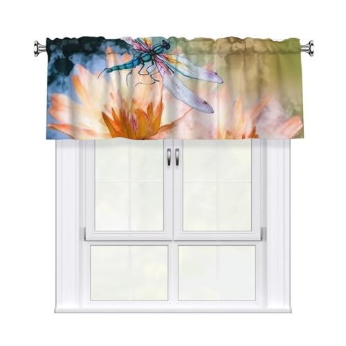 GTKSYNVE Flying Libellen, Lilienblume, Volants für Fenster, Stangentasche, Fenstervolant, kleine Fensterbehandlung, Volants für Küche, Verdunkelungsvorhänge, kurze Vorhänge für Schlafzimmer, 137 x 45 GTKSYNVE Flying Libellen, Lilienblume, Volants für Fenster, Stangentasche, Fenstervolant, kleine Fensterbehandlung, Volants für Küche, Verdunkelungsvorhänge, kurze Vorhänge für Schlafzimmer, 137 x 45 von GTKSYNVE