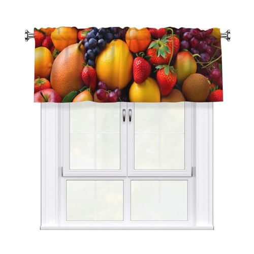 GTKSYNVE Fresh Fruits Volants für Fenster, Stangentasche, Fenstervolant, kleine Fensterbehandlung, Volants für Küche, Vorhänge, Verdunkelung, kurze Vorhänge für Schlafzimmer, 137 x 45 cm von GTKSYNVE