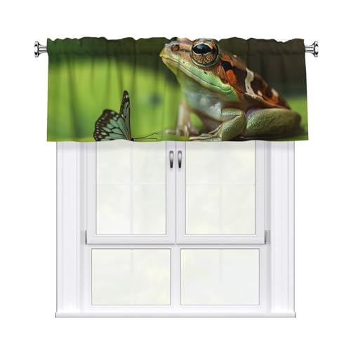 GTKSYNVE Frosch- und Schmetterlingsvolants für Fenster, Stangentasche, Fenstervolant, kleine Fensterbehandlung, Volants für Küche, Verdunkelungsvorhänge, kurze Vorhänge für Schlafzimmer, 137 x 45 cm GTKSYNVE Frosch- und Schmetterlingsvolants für Fenster, Stangentasche, Fenstervolant, kleine Fensterbehandlung, Volants für Küche, Verdunkelungsvorhänge, kurze Vorhänge für Schlafzimmer, 137 x 45 cm von GTKSYNVE