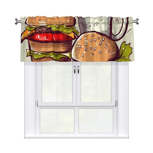 GTKSYNVE Funny Food Hamburger und Tassen, Volants für Fenster, Stangentasche, Fenstervolant, kleine Fensterbehandlung, Volants für Küche, Verdunkelungsvorhänge, kurze Vorhänge für Schlafzimmer, 137 x GTKSYNVE Funny Food Hamburger und Tassen, Volants für Fenster, Stangentasche, Fenstervolant, kleine Fensterbehandlung, Volants für Küche, Verdunkelungsvorhänge, kurze Vorhänge für Schlafzimmer, 137 x von GTKSYNVE