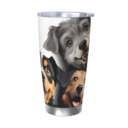 GTKSYNVE Funny Puppy Dogs Tumbler with Leak-Proof Lid and Straw, 590.0 g Car Cups Vacuum-Insulated Stainless Steel Travel Coffee Mug, BPA Free Reusable Thermal Cup for Outdoor von GTKSYNVE