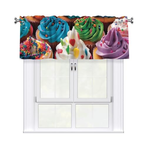 GTKSYNVE Geburtstags-Cupcake-Volants für Fenster, Stangentasche, Fenstervolant, kleine Fensterbehandlung, Volants für Küche, Vorhänge, Verdunkelung, kurze Vorhänge für Schlafzimmer, 137 x 45 cm GTKSYNVE Geburtstags-Cupcake-Volants für Fenster, Stangentasche, Fenstervolant, kleine Fensterbehandlung, Volants für Küche, Vorhänge, Verdunkelung, kurze Vorhänge für Schlafzimmer, 137 x 45 cm von GTKSYNVE