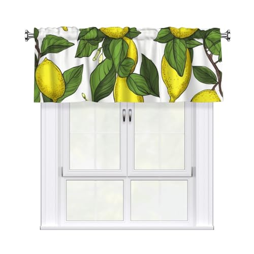 GTKSYNVE Gelbe frische Zitronen-Volants für Fenster, Stangentasche, Fenstervolant, kleine Fensterbehandlung, Volants für Küche, Verdunkelungsvorhänge, kurze Vorhänge für Schlafzimmer, 137 x 45 cm von GTKSYNVE