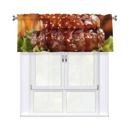 GTKSYNVE Hamburger-Steak-Volants für Fenster, Stangentasche, Fenstervolant, kleine Fensterbehandlung, Volants für Küche, Verdunkelungsvorhänge, kurze Vorhänge für Schlafzimmer, 137 x 45 cm GTKSYNVE Hamburger-Steak-Volants für Fenster, Stangentasche, Fenstervolant, kleine Fensterbehandlung, Volants für Küche, Verdunkelungsvorhänge, kurze Vorhänge für Schlafzimmer, 137 x 45 cm von GTKSYNVE