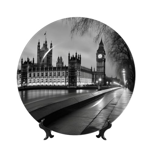 GTKSYNVE Houses of Parliament Dekorative Teller aus Knochenporzellan, 20,3 cm, personalisierbar, Keramik-Dekoteller mit Präsentationsständer, Keramik-Ornamente, Kunst-Porzellan-Teller für Zuhause GTKSYNVE Houses of Parliament Dekorative Teller aus Knochenporzellan, 20,3 cm, personalisierbar, Keramik-Dekoteller mit Präsentationsständer, Keramik-Ornamente, Kunst-Porzellan-Teller für Zuhause von GTKSYNVE