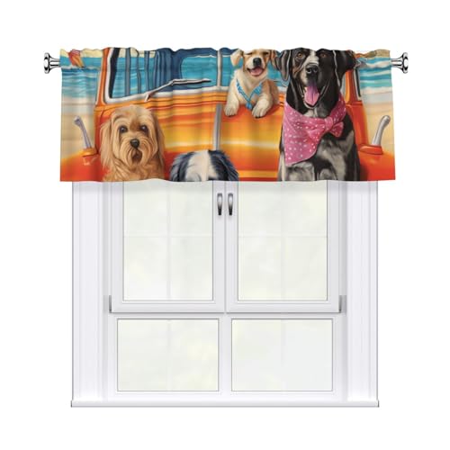 GTKSYNVE Hunde-Volants für Fenster, Stangentasche, Fenstervolant, kleine Fensterbehandlung, Volants für Küche, Verdunkelungsvorhänge, kurze Vorhänge für Schlafzimmer, 137 x 45 cm GTKSYNVE Hunde-Volants für Fenster, Stangentasche, Fenstervolant, kleine Fensterbehandlung, Volants für Küche, Verdunkelungsvorhänge, kurze Vorhänge für Schlafzimmer, 137 x 45 cm von GTKSYNVE