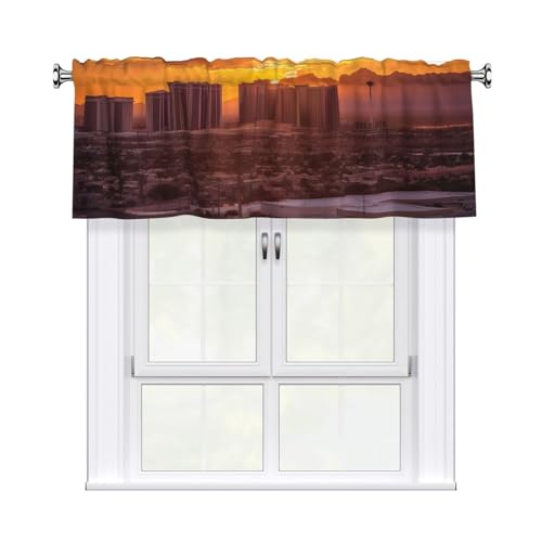 GTKSYNVE Las Vegas Sunset Volants für Fenster, Stangentasche, Fenstervolant, kleine Fensterbehandlung, Volants für Küche, Verdunkelungsvorhänge, kurze Vorhänge für Schlafzimmer, 137 x 45 cm von GTKSYNVE