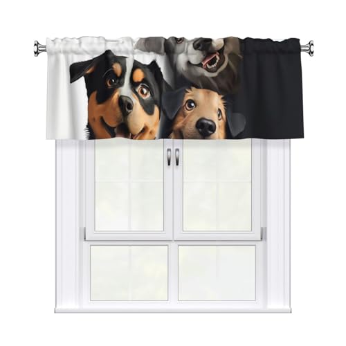 GTKSYNVE Lustige Welpen-Hunde-Volants für Fenster, Stangentasche, Fenstervolant, kleine Fensterbehandlung, Volants für Küche, Vorhänge, Verdunkelung, kurze Vorhänge für Schlafzimmer, 137 x 45 cm GTKSYNVE Lustige Welpen-Hunde-Volants für Fenster, Stangentasche, Fenstervolant, kleine Fensterbehandlung, Volants für Küche, Vorhänge, Verdunkelung, kurze Vorhänge für Schlafzimmer, 137 x 45 cm von GTKSYNVE