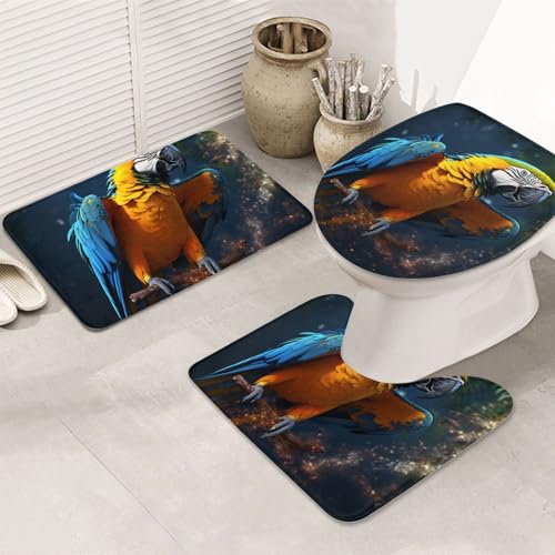 GTKSYNVE Macaw Badezimmerteppich-Set, 3-teilig, mit WC-Deckelbezug, U-förmiger Kontur-WC-Vorleger und saugfähige Badematten aus Mikrofaser, schnell trocknend, maschinenwaschbar, Duschmatte GTKSYNVE Macaw Badezimmerteppich-Set, 3-teilig, mit WC-Deckelbezug, U-förmiger Kontur-WC-Vorleger und saugfähige Badematten aus Mikrofaser, schnell trocknend, maschinenwaschbar, Duschmatte von GTKSYNVE