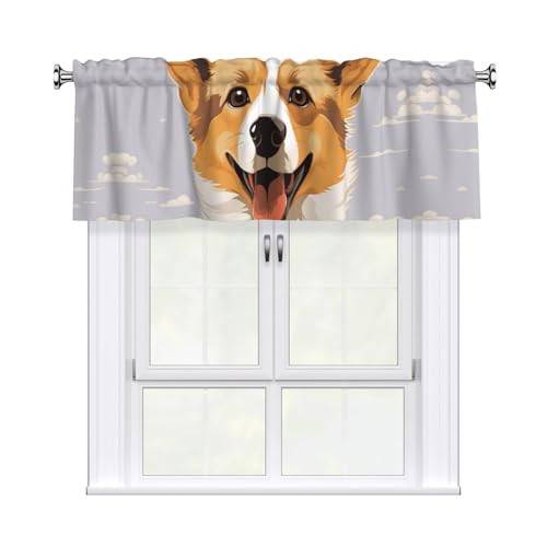 GTKSYNVE Niedliche Cartoon-Welsh Corgi-Hunde-Volants für Fenster, Stangentasche, Fenstervolant, kleine Fensterbehandlung, Volants für Küche, Verdunkelungsvorhänge, kurze Vorhänge für Schlafzimmer, 137 GTKSYNVE Niedliche Cartoon-Welsh Corgi-Hunde-Volants für Fenster, Stangentasche, Fenstervolant, kleine Fensterbehandlung, Volants für Küche, Verdunkelungsvorhänge, kurze Vorhänge für Schlafzimmer, 137 von GTKSYNVE