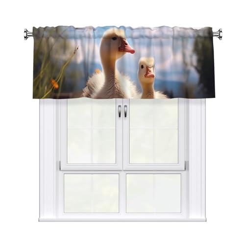 GTKSYNVE Niedliche Gänsevolants für Fenster, Stangentasche, Fenstervolant, kleine Fensterbehandlung, Volants für Küche, Vorhänge, Verdunkelung, kurze Vorhänge für Schlafzimmer, 137 x 45 cm von GTKSYNVE