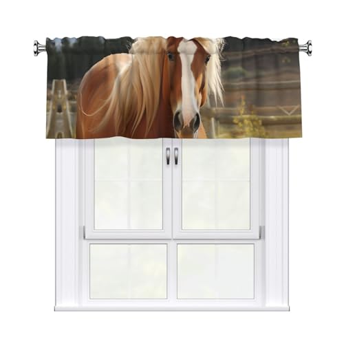 GTKSYNVE Niedliche braune Pferde-Volants für Fenster, Stangentasche, Fenstervolant, kleine Fensterbehandlung, Volants für Küche, Vorhänge, Verdunkelung, kurze Vorhänge für Schlafzimmer, 137 x 45 cm GTKSYNVE Niedliche braune Pferde-Volants für Fenster, Stangentasche, Fenstervolant, kleine Fensterbehandlung, Volants für Küche, Vorhänge, Verdunkelung, kurze Vorhänge für Schlafzimmer, 137 x 45 cm von GTKSYNVE