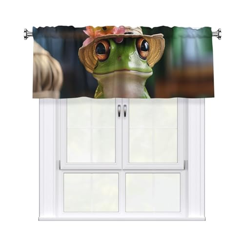 GTKSYNVE Niedlicher Frosch im Hut, Volants für Fenster, Stangentasche, Fenstervolant, kleine Fensterbehandlung, Volants für Küche, Verdunkelungsvorhänge, kurze Vorhänge für Schlafzimmer, 137 x 45 cm GTKSYNVE Niedlicher Frosch im Hut, Volants für Fenster, Stangentasche, Fenstervolant, kleine Fensterbehandlung, Volants für Küche, Verdunkelungsvorhänge, kurze Vorhänge für Schlafzimmer, 137 x 45 cm von GTKSYNVE