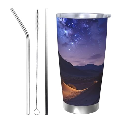 GTKSYNVE Night in the Desert Tumbler with Leak-Proof Lid and Straw, 590.0 g Car Cups Vacuum-Insulated Stainless Steel Travel Coffee Mug, BPA Free Reusable Thermal Cup for Outdoor von GTKSYNVE