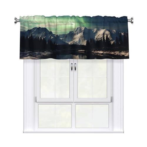 GTKSYNVE Northern Aurora Nachtvolants für Fenster, Stangentasche, Fenstervolant, kleine Fensterbehandlung, Volants für Küche, Verdunkelungsvorhänge, kurze Vorhänge für Schlafzimmer, 137 x 45 cm von GTKSYNVE