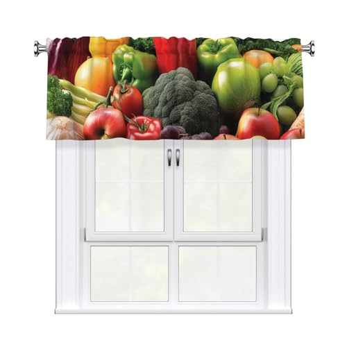 GTKSYNVE Obst- und Gemüse-Volants für Fenster, Stangentaschen-Fenstervolant, kleine Fensterbehandlung, Volants für Küche, Verdunkelungsvorhänge, kurze Vorhänge für Schlafzimmer, 137 x 45 cm von GTKSYNVE