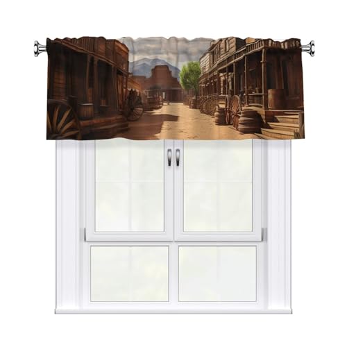 GTKSYNVE Old Wild West Cowboy Town Volants für Fenster, Stangentasche, Fenstervolant, kleine Fensterbehandlung, Volants für Küche, Verdunkelungsvorhänge, kurze Vorhänge für Schlafzimmer, 137 x 45 cm von GTKSYNVE