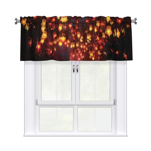 GTKSYNVE Papierlaternenvolants für Fenster, Stangentaschen-Fenstervolant, kleine Fensterbehandlung, Volants für Küche, Verdunkelungsvorhänge, kurze Vorhänge für Schlafzimmer, 137 x 45 cm von GTKSYNVE