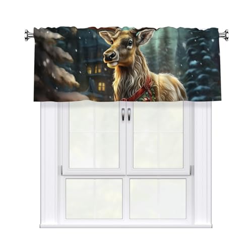 GTKSYNVE Rentier-Volants für Fenster, Stangentasche, Fenstervolant, kleine Fensterbehandlung, Volants für Küche, Vorhänge, Verdunkelung, kurze Vorhänge für Schlafzimmer, 137 x 45 cm von GTKSYNVE