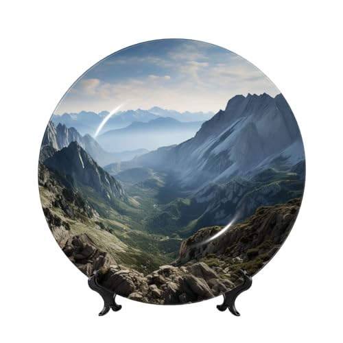 GTKSYNVE Rock Mountain Deko-Teller aus Knochenporzellan, 25,4 cm, personalisierbar, mit Präsentationsständer, Keramikornamente, Kunst-Porzellanteller für Zuhause, Büro, Wandbehang GTKSYNVE Rock Mountain Deko-Teller aus Knochenporzellan, 25,4 cm, personalisierbar, mit Präsentationsständer, Keramikornamente, Kunst-Porzellanteller für Zuhause, Büro, Wandbehang von GTKSYNVE