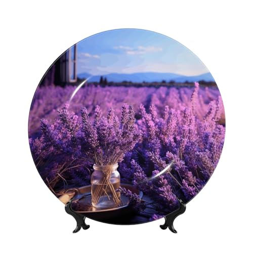 GTKSYNVE Romantischer Lavendel-Teller aus Knochenporzellan, 25,4 cm, personalisierbar, dekorativer Keramikteller mit Präsentationsständer, Keramikornamente, Kunst-Porzellanteller für Zuhause, Büro GTKSYNVE Romantischer Lavendel-Teller aus Knochenporzellan, 25,4 cm, personalisierbar, dekorativer Keramikteller mit Präsentationsständer, Keramikornamente, Kunst-Porzellanteller für Zuhause, Büro von GTKSYNVE