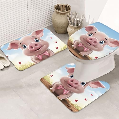 GTKSYNVE Smiling Badezimmerteppich-Set, 3-teilig, mit WC-Deckelbezug, U-förmiger Kontur-WC-Vorleger und saugfähige Badematten aus Mikrofaser, schnell trocknend, maschinenwaschbar, Duschmatte GTKSYNVE Smiling Badezimmerteppich-Set, 3-teilig, mit WC-Deckelbezug, U-förmiger Kontur-WC-Vorleger und saugfähige Badematten aus Mikrofaser, schnell trocknend, maschinenwaschbar, Duschmatte von GTKSYNVE