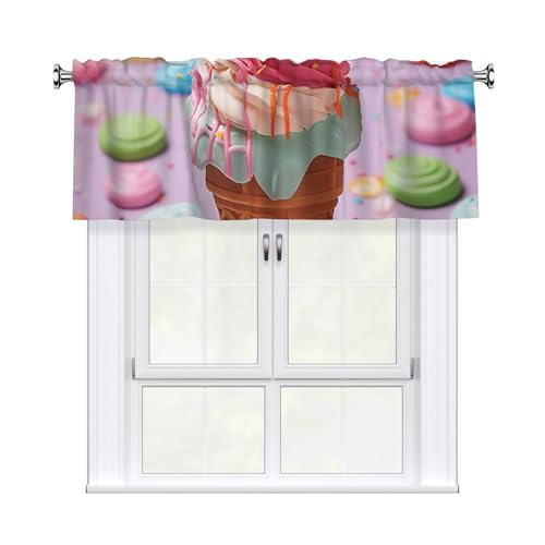 GTKSYNVE Viele farbige Eiscreme-Volants für Fenster, Stangentaschen-Fenstervolant, kleine Fensterbehandlung, Volants für Küche, Verdunkelungsvorhänge, kurze Vorhänge für Schlafzimmer, 137 x 45 cm von GTKSYNVE