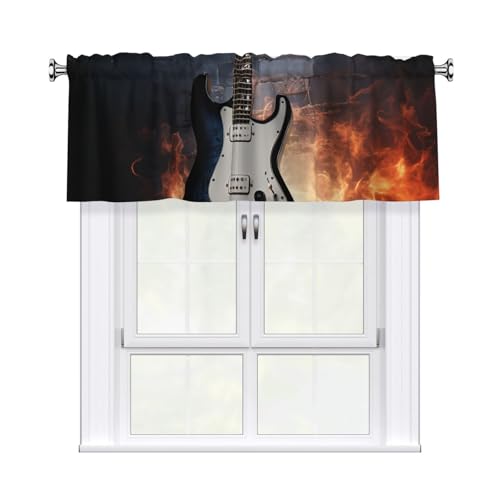 GTKSYNVE Volants für E-Gitarre, Stangentasche, Fenstervolant, kleine Fensterbehandlung, Volants für Küche, Vorhänge, Verdunkelung, kurze Vorhänge für Schlafzimmer, 137 x 45 cm von GTKSYNVE