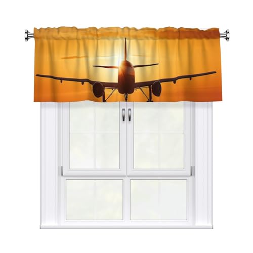 GTKSYNVE Volants für Fenster, Fenstervolant im Flugzeug bei Sonnenuntergang, kleine Fensterbehandlung, Volants für Küche, Verdunkelung, kurze Vorhänge für Schlafzimmer, 137 x 45 cm GTKSYNVE Volants für Fenster, Fenstervolant im Flugzeug bei Sonnenuntergang, kleine Fensterbehandlung, Volants für Küche, Verdunkelung, kurze Vorhänge für Schlafzimmer, 137 x 45 cm von GTKSYNVE