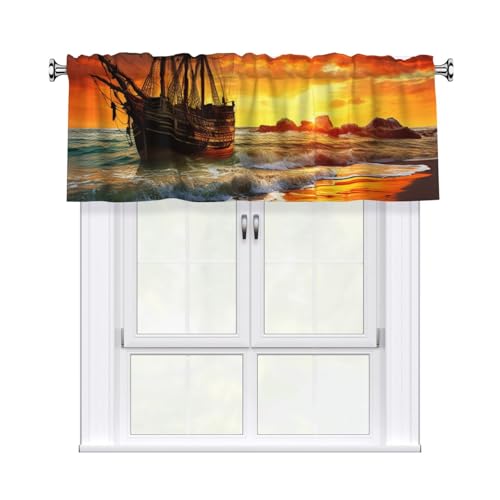 GTKSYNVE Volants für Fenster, Piratenschiff im Sonnenuntergang, Fenstervolant, kleine Fensterbehandlung, Volants für Küche, Verdunkelung, kurze Vorhänge für Schlafzimmer, 137 x 45 cm GTKSYNVE Volants für Fenster, Piratenschiff im Sonnenuntergang, Fenstervolant, kleine Fensterbehandlung, Volants für Küche, Verdunkelung, kurze Vorhänge für Schlafzimmer, 137 x 45 cm von GTKSYNVE