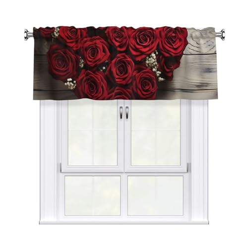 GTKSYNVE Volants in Herzform mit Rosen für Fenster, Stangentasche, Fenstervolant, kleine Fensterbehandlung, Volants für Küche, Verdunkelungsvorhänge, kurze Vorhänge für Schlafzimmer, 137 x 45 cm GTKSYNVE Volants in Herzform mit Rosen für Fenster, Stangentasche, Fenstervolant, kleine Fensterbehandlung, Volants für Küche, Verdunkelungsvorhänge, kurze Vorhänge für Schlafzimmer, 137 x 45 cm von GTKSYNVE