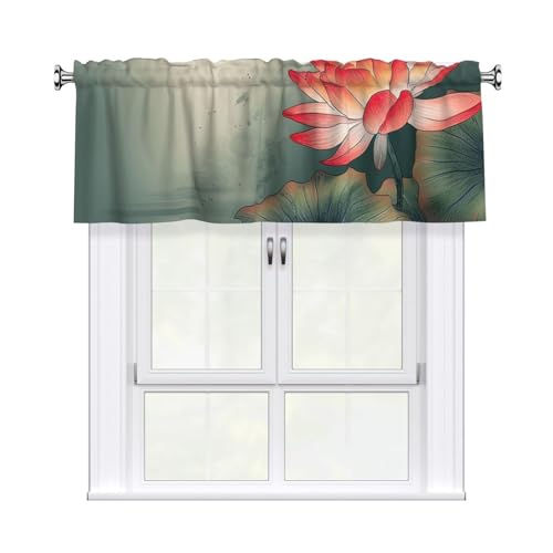 GTKSYNVE Volants mit Blumen und Libelle für Fenster, Stangentasche, Fenstervolant, kleine Fensterbehandlung, Volants für Küche, Verdunkelungsvorhänge, kurze Vorhänge für Schlafzimmer, 137 x 45 cm von GTKSYNVE
