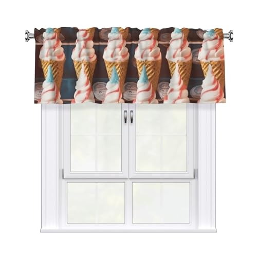 GTKSYNVE Volants mit Eiswaffeln für Fenster, Stangentasche, Fenstervolant, kleine Fensterbehandlung, Volants für Küche, Verdunkelung, kurze Vorhänge für Schlafzimmer, 137,2 x 45,7 cm von GTKSYNVE