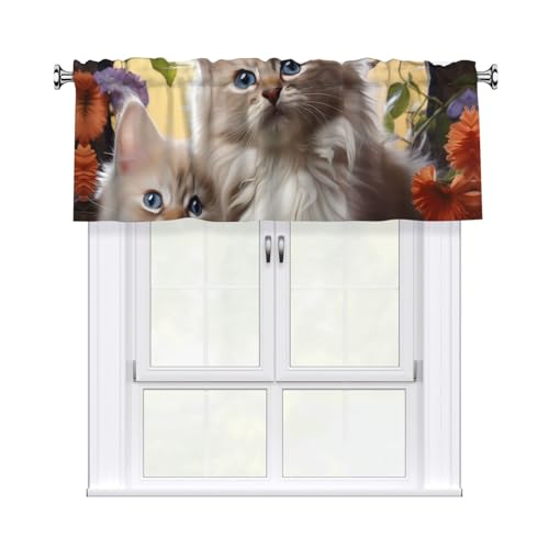 GTKSYNVE Volants mit Katzenblumen für Fenster, Stangentasche, Fenstervolant, kleine Fensterbehandlung, Volants für Küche, Vorhänge, Verdunkelung, kurze Vorhänge für Schlafzimmer, 137 x 45 cm GTKSYNVE Volants mit Katzenblumen für Fenster, Stangentasche, Fenstervolant, kleine Fensterbehandlung, Volants für Küche, Vorhänge, Verdunkelung, kurze Vorhänge für Schlafzimmer, 137 x 45 cm von GTKSYNVE