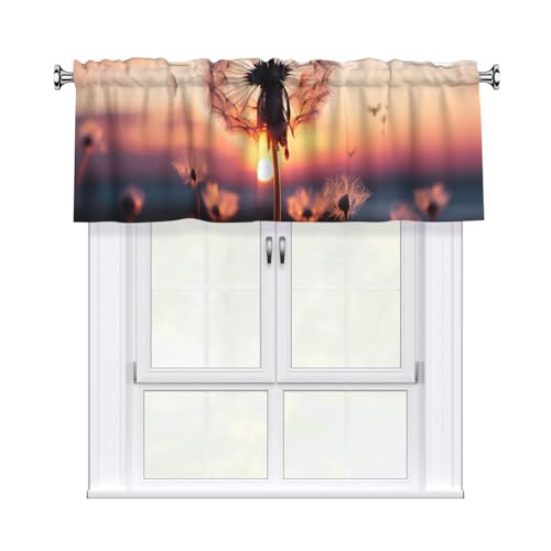 GTKSYNVE Volants mit Löwenzahn im Sonnenuntergang für Fenster, Stangentasche, Fenstervolant, kleine Fensterbehandlung, Volants für Küche, Verdunkelungsvorhänge, kurze Vorhänge für Schlafzimmer, 137 x von GTKSYNVE
