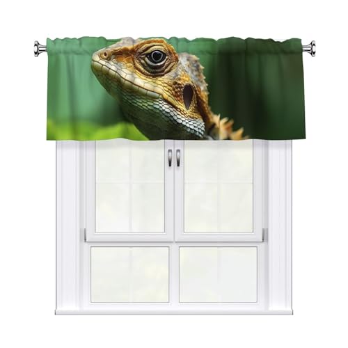 GTKSYNVE Volants mit Tiereidechse für Fenster, Stangentasche, Fenstervolant, kleine Fensterbehandlung, Volants für Küche, Vorhänge, Verdunkelung, kurze Vorhänge für Schlafzimmer, 137 x 45 cm von GTKSYNVE