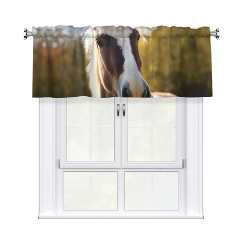 GTKSYNVE Volants mit Tierpferd für Fenster, Stangentasche, Fenstervolant, kleine Fensterbehandlung, Volants für Küche, Vorhänge, Verdunkelung, kurze Vorhänge für Schlafzimmer, 137 x 45 cm GTKSYNVE Volants mit Tierpferd für Fenster, Stangentasche, Fenstervolant, kleine Fensterbehandlung, Volants für Küche, Vorhänge, Verdunkelung, kurze Vorhänge für Schlafzimmer, 137 x 45 cm von GTKSYNVE