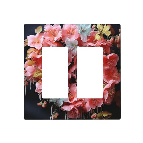 Girlanden, schöne Blumen, Wandplatten, dekorative Lichtschalterabdeckung, 2-Gang-Steckdosenabdeckungen, elektrische Schalterplatte, thermoplastische Blende für Dekorateure, Schrauben im Lieferumfang von GTKSYNVE