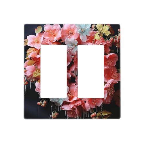 Girlanden, schöne Blumen, Wandplatten, dekorative Lichtschalterabdeckung, 2-Gang-Steckdosenabdeckungen, elektrische Schalterplatte, thermoplastische Blende für Dekorateure, Schrauben im Lieferumfang von GTKSYNVE