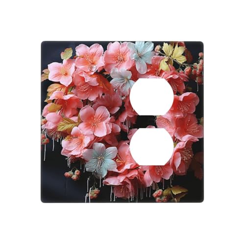 Girlanden, schöne Blumen, Wandplatten, dekorative Lichtschalterabdeckung, 2-Gang-Steckdosenabdeckungen, elektrische Schalterplatte, thermoplastische Blende für Dekorateure, Schrauben im Lieferumfang von GTKSYNVE
