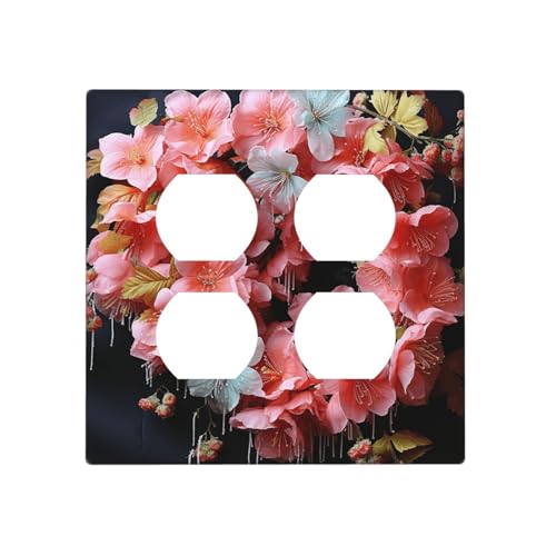 Girlanden, schöne Blumen, Wandplatten, dekorative Lichtschalterabdeckung, 2-Gang-Steckdosenabdeckungen, elektrische Schalterplatte, thermoplastische Blende für Dekorateure, Schrauben im Lieferumfang von GTKSYNVE