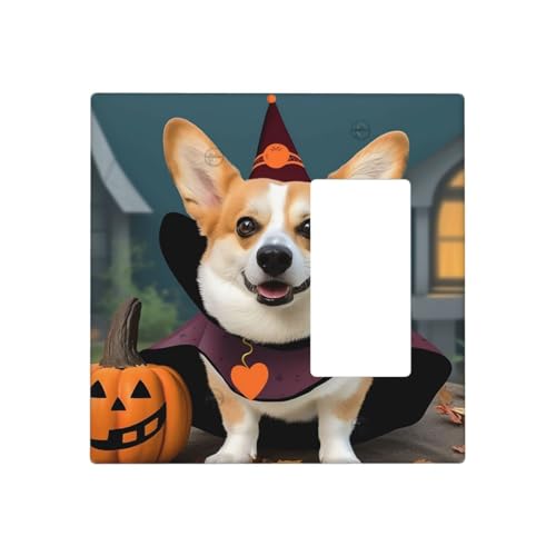 Halloween Corgi Hund Hexe Wandplatten, dekorative Lichtschalterabdeckung, 2-Gang-Steckdosenabdeckungen, elektrische Schalterplatte, thermoplastische Blende für Dekorateur Gerät, Schrauben im Halloween Corgi Hund Hexe Wandplatten, dekorative Lichtschalterabdeckung, 2-Gang-Steckdosenabdeckungen, elektrische Schalterplatte, thermoplastische Blende für Dekorateur Gerät, Schrauben im von GTKSYNVE