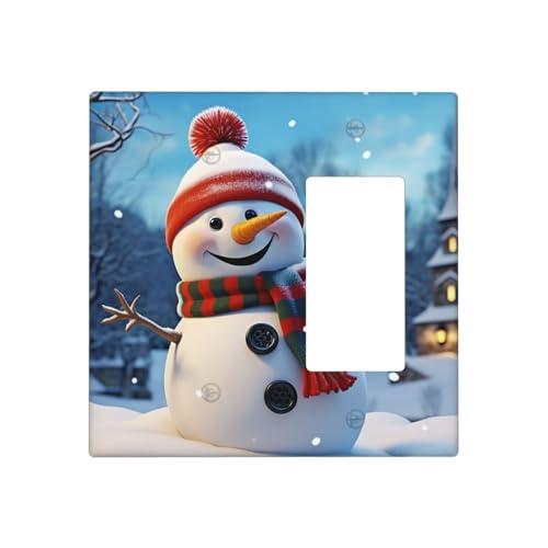 Happy Snowman Wandplatten, dekorative Lichtschalter-Abdeckung, 2-Gang-Steckdosenabdeckungen, elektrische Schalterplatte, thermoplastische Blende für Dekorateure, Schrauben im Lieferumfang enthalten von GTKSYNVE