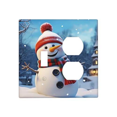 Happy Snowman Wandplatten, dekorative Lichtschalter-Abdeckung, 2-Gang-Steckdosenabdeckungen, elektrische Schalterplatte, thermoplastische Blende für Dekorateure, Schrauben im Lieferumfang enthalten Happy Snowman Wandplatten, dekorative Lichtschalter-Abdeckung, 2-Gang-Steckdosenabdeckungen, elektrische Schalterplatte, thermoplastische Blende für Dekorateure, Schrauben im Lieferumfang enthalten von GTKSYNVE