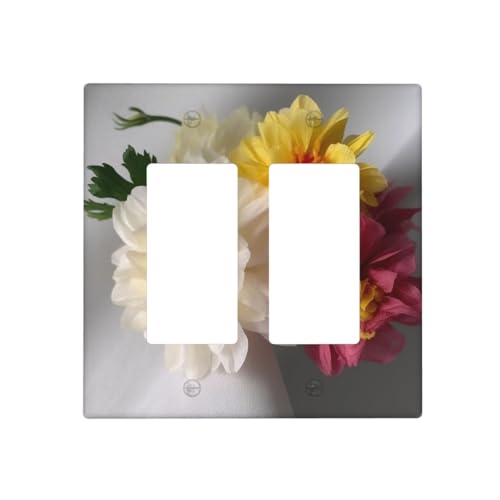 Künstliche Blumen-Wandplatten, dekorative Lichtschalter-Abdeckung, 2-Gang-Steckdosenabdeckungen, elektrische Schalterplatte, thermoplastische Blende für Dekorationsgerät, Schrauben im Lieferumfang Künstliche Blumen-Wandplatten, dekorative Lichtschalter-Abdeckung, 2-Gang-Steckdosenabdeckungen, elektrische Schalterplatte, thermoplastische Blende für Dekorationsgerät, Schrauben im Lieferumfang von GTKSYNVE