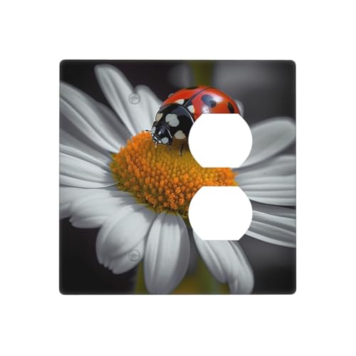 Ladybug Gänseblümchen-Wandplatten, dekorative Lichtschalter-Abdeckung, 2-Gang-Steckdosenabdeckungen, elektrische Schalterplatte, thermoplastische Blende für Dekorateure, Schrauben im Lieferumfang Ladybug Gänseblümchen-Wandplatten, dekorative Lichtschalter-Abdeckung, 2-Gang-Steckdosenabdeckungen, elektrische Schalterplatte, thermoplastische Blende für Dekorateure, Schrauben im Lieferumfang von GTKSYNVE