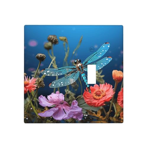 Libelle und Blumen-Wandplatten, dekorative Lichtschalter-Abdeckung, 2-Gang-Steckdosenabdeckungen, elektrische Schalterplatte, thermoplastische Blende für Dekorationsgerät, Schrauben im Lieferumfang Libelle und Blumen-Wandplatten, dekorative Lichtschalter-Abdeckung, 2-Gang-Steckdosenabdeckungen, elektrische Schalterplatte, thermoplastische Blende für Dekorationsgerät, Schrauben im Lieferumfang von GTKSYNVE