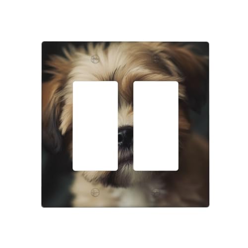 Little Dog Wandplatten, dekorative Lichtschalter-Abdeckung, 2-Gang-Steckdosenabdeckungen, elektrische Schalterplatte, thermoplastische Blende für Dekorationsgerät, Schrauben im Lieferumfang enthalten von GTKSYNVE