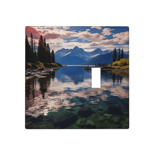 National Park Lake Wandplatten, dekorative Lichtschalter-Abdeckung, 2-Gang-Steckdosenabdeckungen, elektrische Schalterplatte, thermoplastische Blende für Dekorateur Gerät, Schrauben im Lieferumfang National Park Lake Wandplatten, dekorative Lichtschalter-Abdeckung, 2-Gang-Steckdosenabdeckungen, elektrische Schalterplatte, thermoplastische Blende für Dekorateur Gerät, Schrauben im Lieferumfang von GTKSYNVE